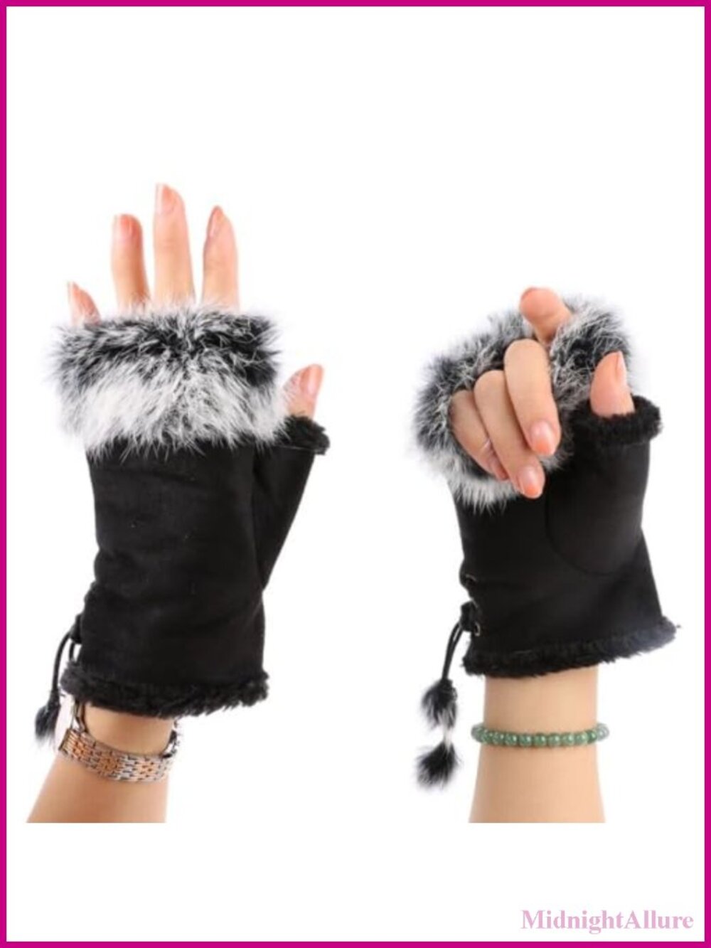 Faux Suede Fingerless Gloves Faux Fur Warm Wrist Winter Driving Texting